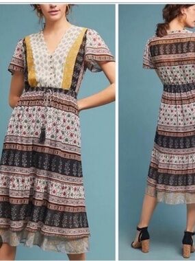 Anthropologie One September Provençal boho midi dress, sz L